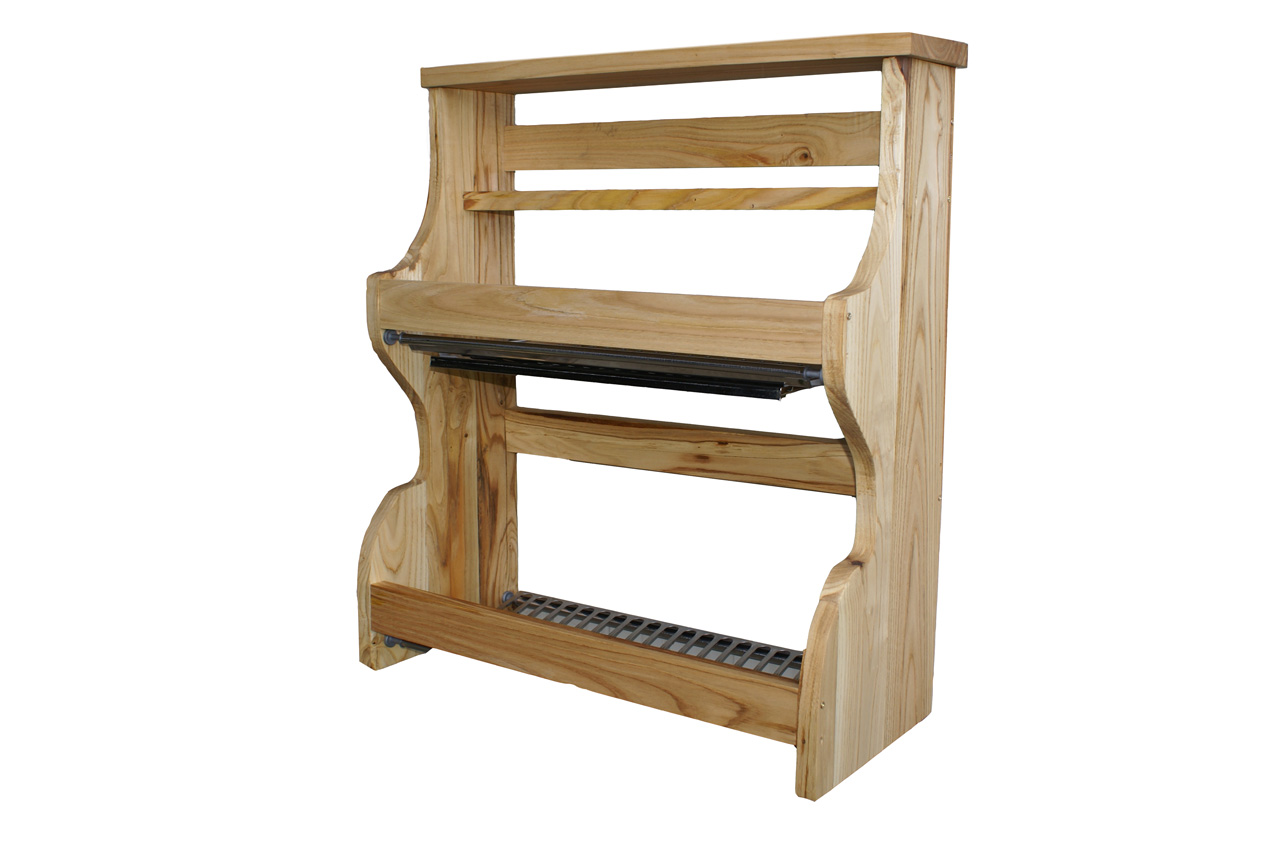 Piattaia in legno di castagno con finitura ad olio e scolapiatti